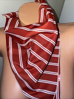 Vintage Ray Strauss Striped Rust and Cream Women's Scarf
